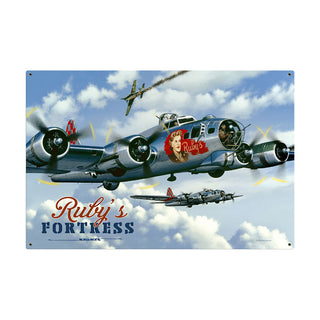 Rubys Fortress B-17 Bomber Plane WWII Sign Large 36 x 24