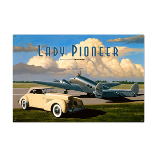Lady Pioneer Amelia Earhart Airplane Sign Large 36 x 24