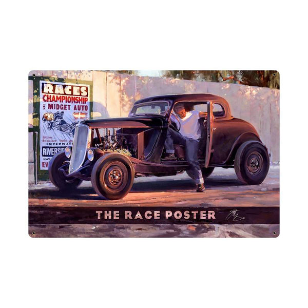 Race Poster Midget Auto Races Hot Rod Sign Large 36 x 24
