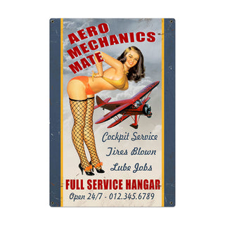 Aero Mechanics Mate Pin Up Garage Sign Large 24 x 36