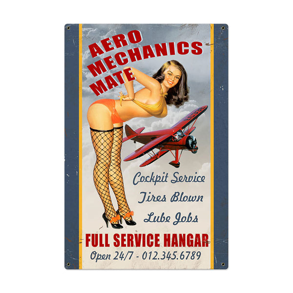 Aero Mechanics Mate Pin Up Garage Sign Large 24 x 36