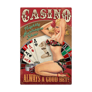 Casino Burlesque Show Pin Up Gambling Sign Large 24 x 36