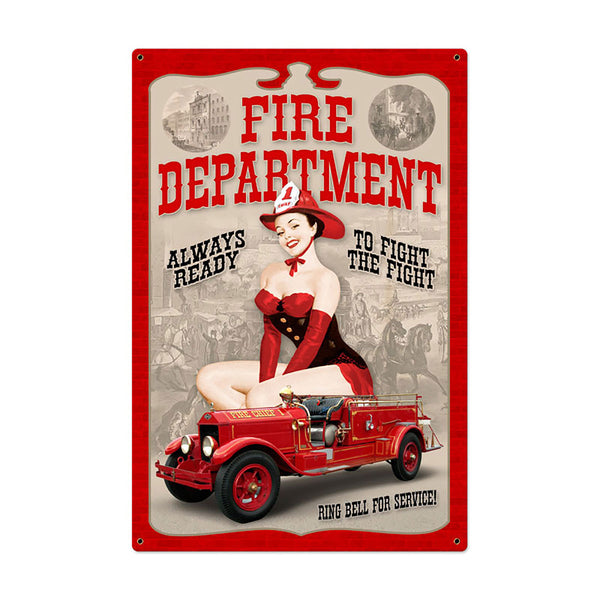 Fire Department Always Ready Pin Up Sign Large 24 x 36