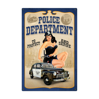 Police Department Protect & Serve Pin Up Sign Large 24 x 36