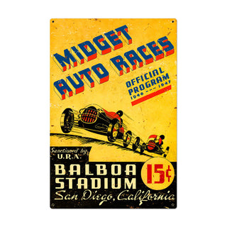 Midget Auto Races Balboa San Diego CA Sign Large 24 x 36