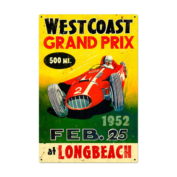 West Coast Grand Prix Long Beach CA 1952 Racing Sign Large 24 x 36