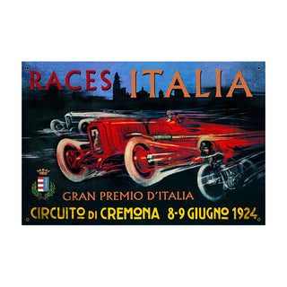 Races Italia 1924 Auto Racing Sign Large 36 x 24