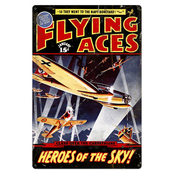 Flying Aces War Planes Pulp Magazine Sign Large 24 x 36