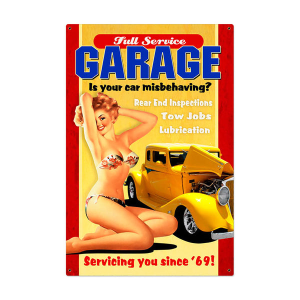 Full Service Garage Pin Up Sign Large 24 x 36