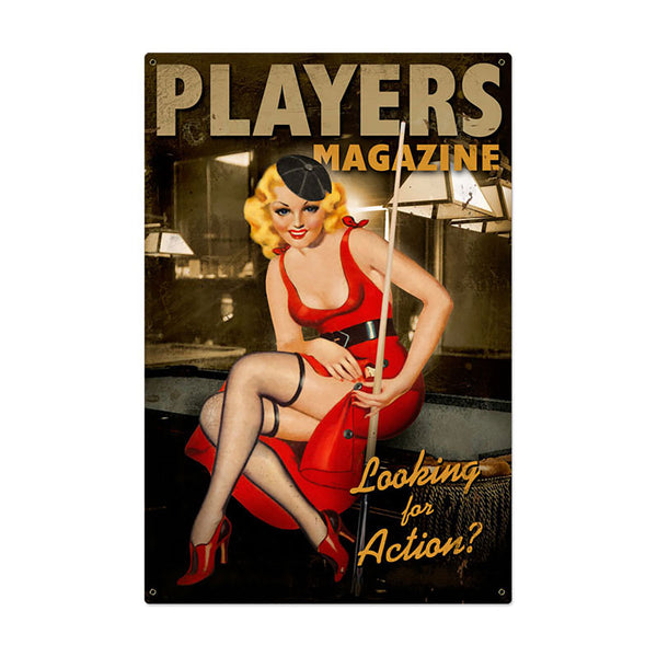 Players Magazine Billiards Pool Pin Up Sign Large 24 x 36