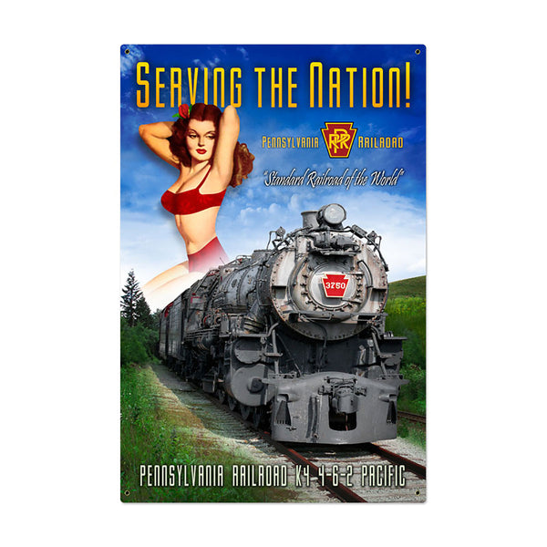 Serving the Nation Pennsylvania Railroad Train Pin Up Sign Large 24 x 36