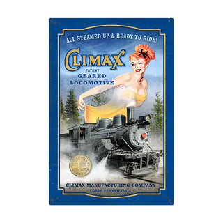 Climax Manufacturing Co Train Pin Up Garage Sign Large 24 x 36