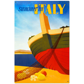 Summertime in Italy Boat Beach Travel Sign Large 24 x 36