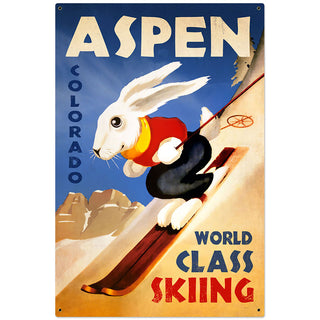 Aspen Colorado Skiing Rabbit Sign Large 24 x 36