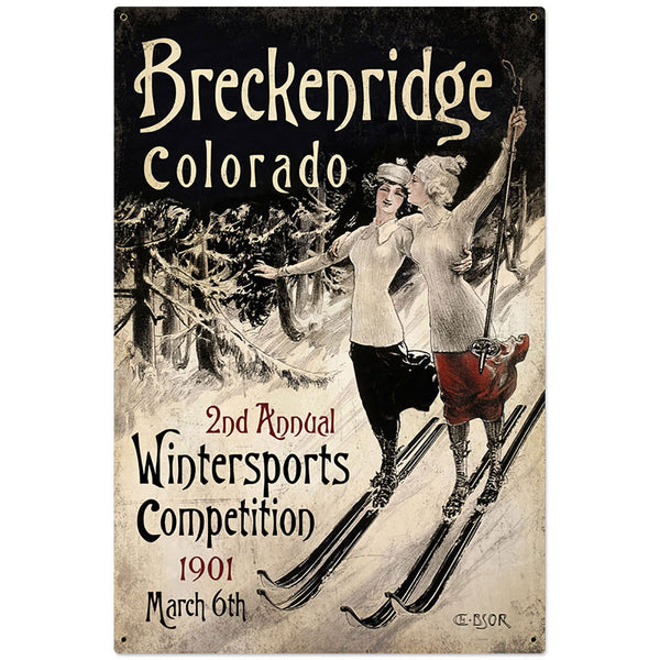 Breckenridge Colorado Skiing Winter Sports 1901 Sign Large 24 x 36
