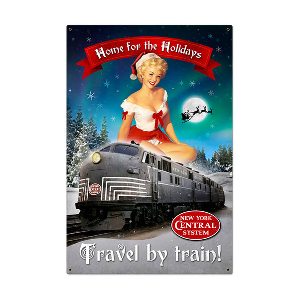 Home for the Holidays Train Railroad Pin Up Sign Large 24 x 36