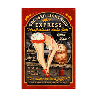 Greased Lightning Lube Jobs Pin Up Garage Sign Large 24 x 36