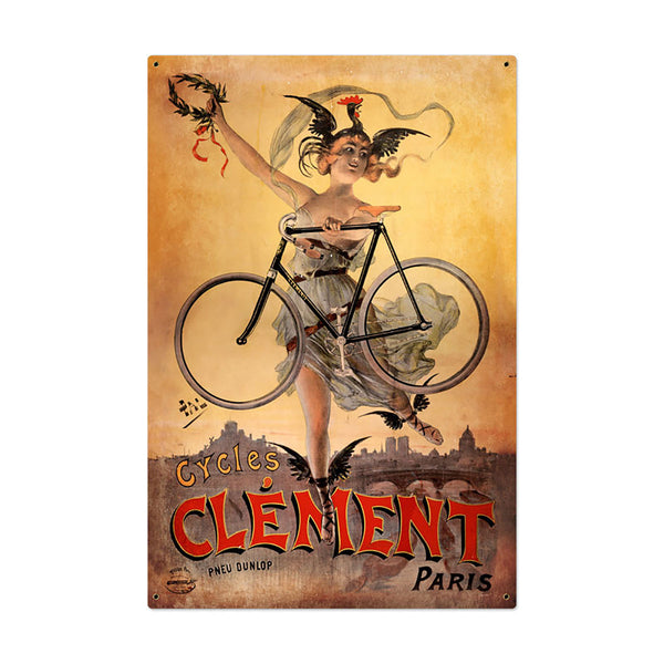 Bicycles Clement Paris France Advertising Sign Large 24 x 36