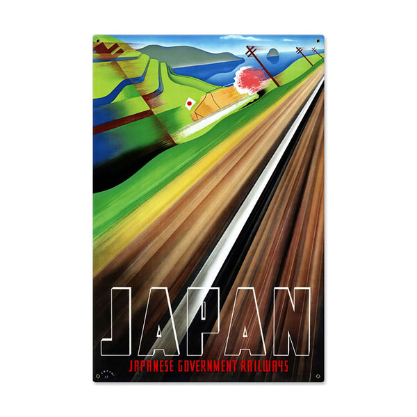 Japan Railways Railroad Train Travel Sign Large 24 x 36