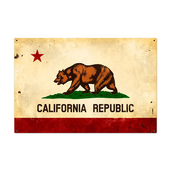 California Republic Bear State Flag Sign Large 36 x 24