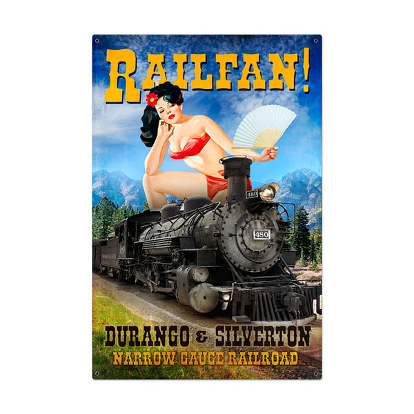 Railfan Durango & Silverton Railroad Train Pin Up Sign Large 24 x 36