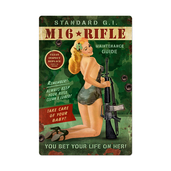 M16 Rifle Army Military Pin Up Sign Large 24 x 36