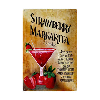 Strawberry Margarita Recipe Bar Sign Large 24 x 36