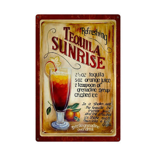 Refreshing Tequila Sunrise Recipe Bar Sign Large 24 x 36