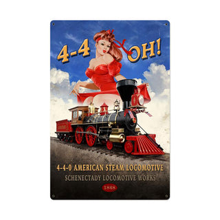4-4-Oh Steam Locomotive Train Railroad Pin Up Sign Large 24 x 36