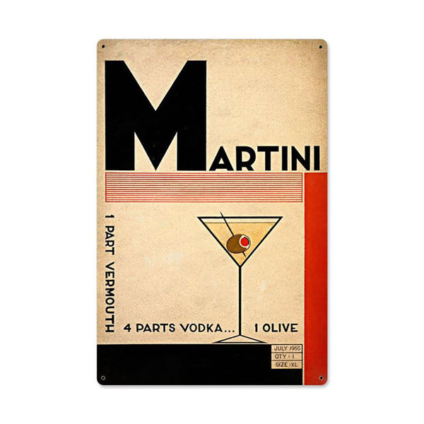 Martini Recipe 1955 Cocktail Bar Sign Large 24 x 36