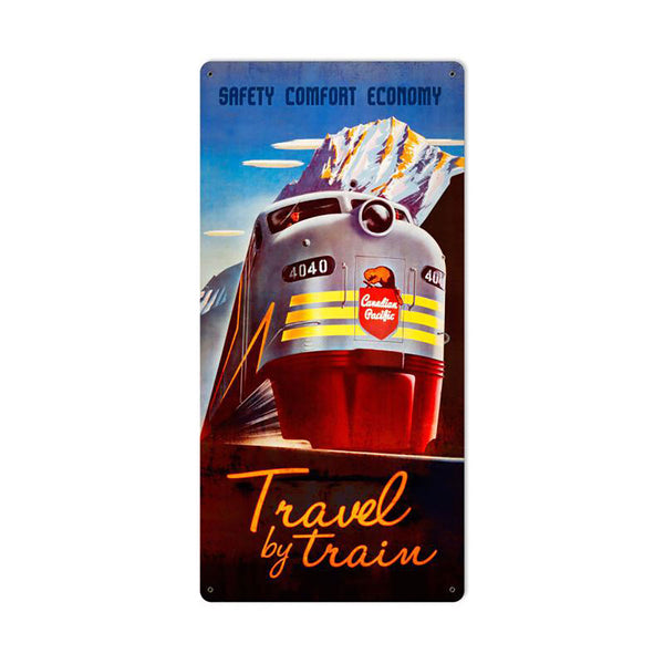 Travel by Train Canadian Pacific Railroad Sign Large 18 x 36