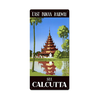 See Calcutta East Indian Railway Travel Sign Large 18 x 36
