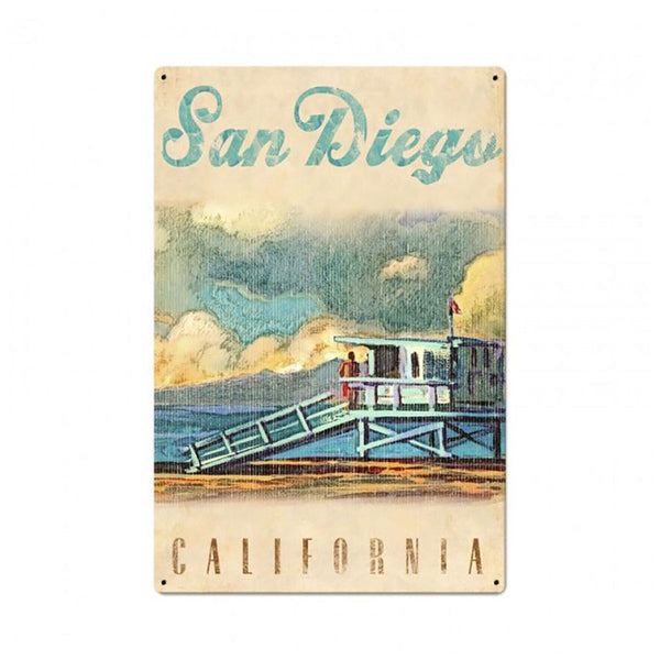 San Diego CA Beach House Oil Painting Style Sign Large 24 x 36