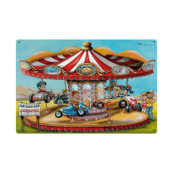 Car Crazy Kids Carousel Carnival Sign Large 36 x 24