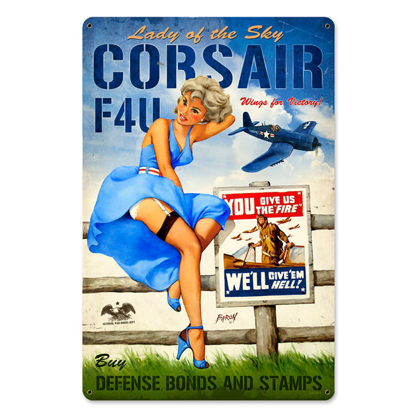Corsair F4U Plane Lady of the Sky Pin Up Sign Large 24 x 36
