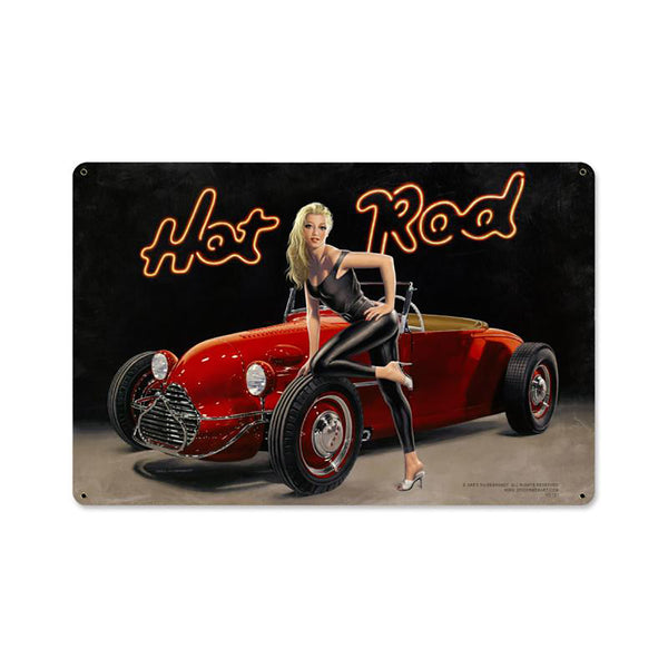 Hot Rod Blonde Beauty Pin Up Sign Large 36 x 24