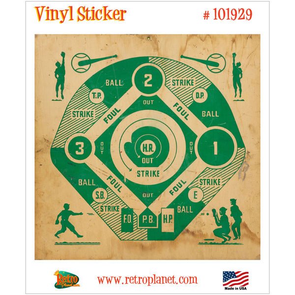 Baseball Dartboard Plywood Look Vinyl Sticker