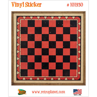 Checkers Board Game Wood Look Vinyl Sticker