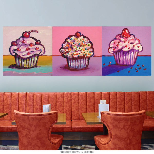 3 Cupcakes Wall Mural Decal Pop Art