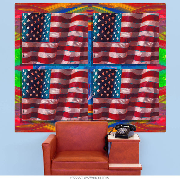 US Flags Wall Mural Decal Pop Art