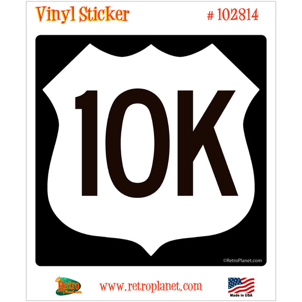 10K Run Road Race Black And White Vinyl Sticker