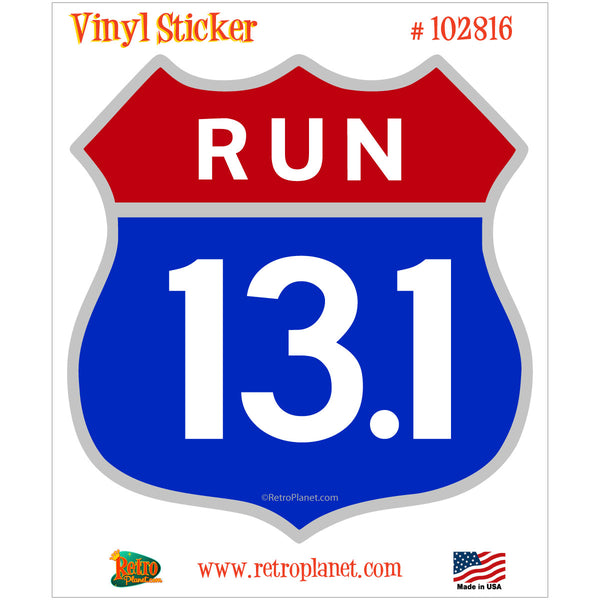 Half Marathon 13.1 Red And Blue Shield Vinyl Sticker