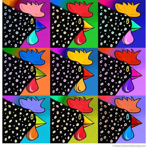 Pop Art Roosters Upcycle Decal Sheet
