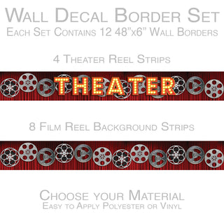 Home Theater Curtain Film Reels Peel and Stick Wall Border Set