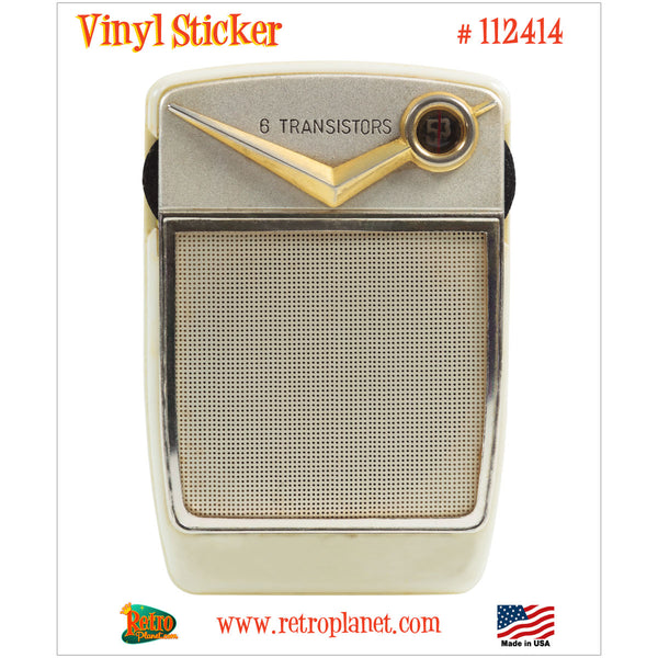 Gold Chevron 6 Transistor Radio Vinyl Sticker