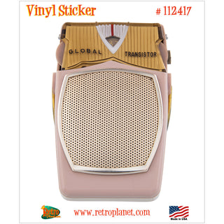 Global Pink Transistor Radio Vinyl Sticker