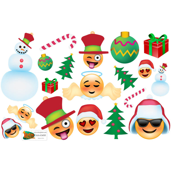 Emoji Holiday Faces Vinyl Sticker Set of 19 11 x 17