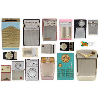 Transistor Radios Vinyl Sticker Set of 16