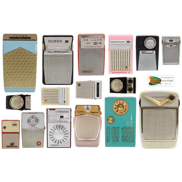 Transistor Radios Vinyl Sticker Set of 16