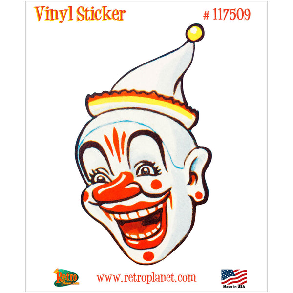 Creepy Circus Clown Face Pointy Hat Vinyl Sticker